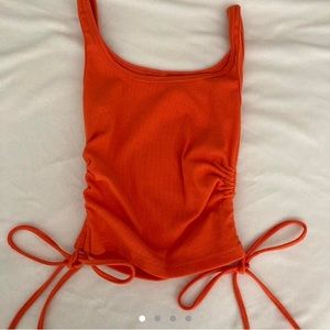 orange scrunch ribbed tank top